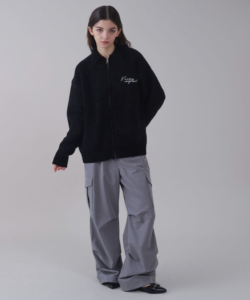 WEGO 【ユニセックス着用ITEM】ベロアモールワンポイントZIPカーディガン 