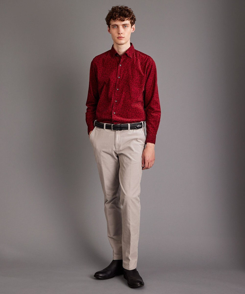 JOSEPH ABBOUD 【キングサイズ・ソフトな着心地/I単品羽織にも】 コーデュロイフラワープリント シャツ 