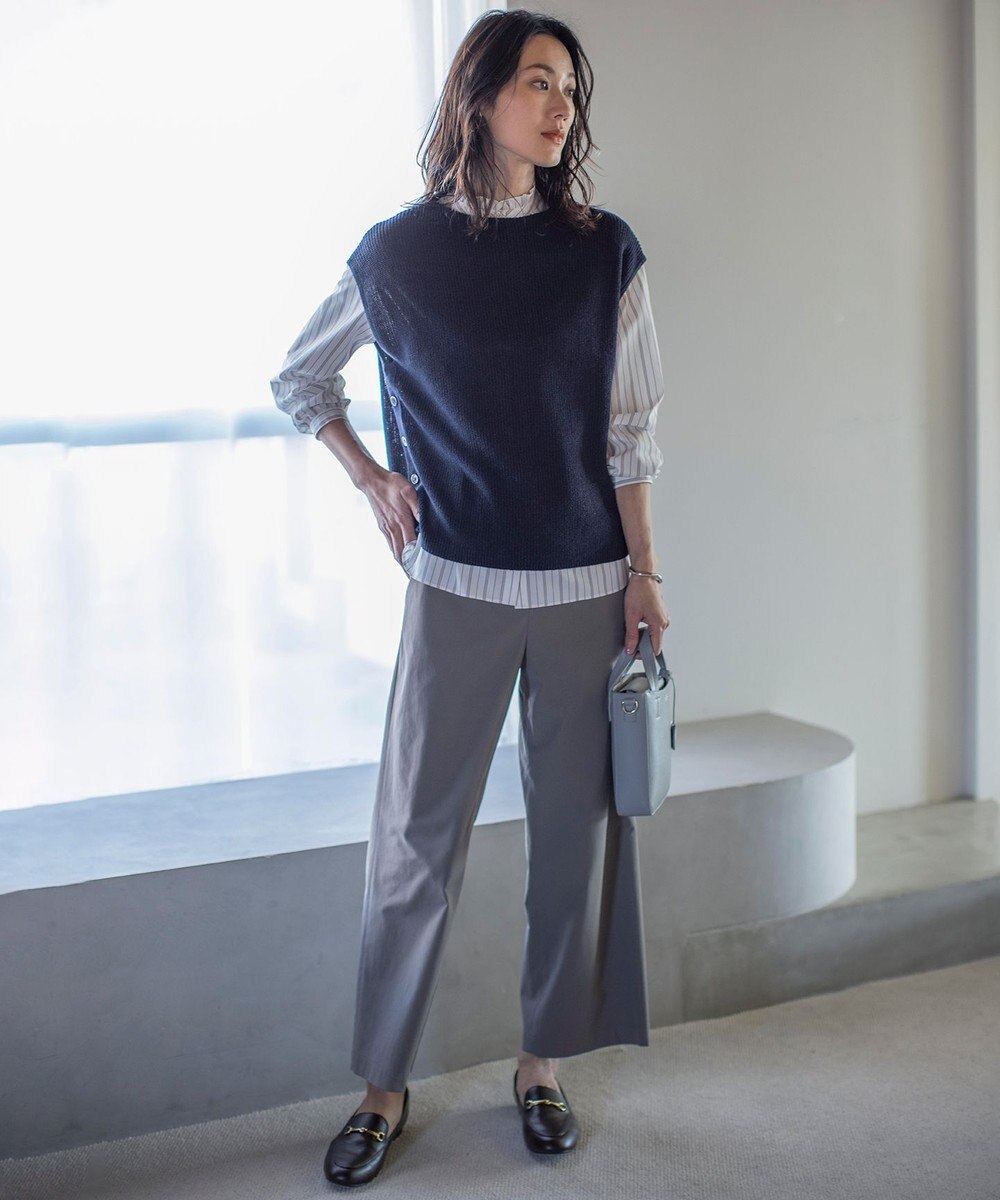 J.PRESS LADIES 【洗える】LINEN COTTON ニット ベスト 