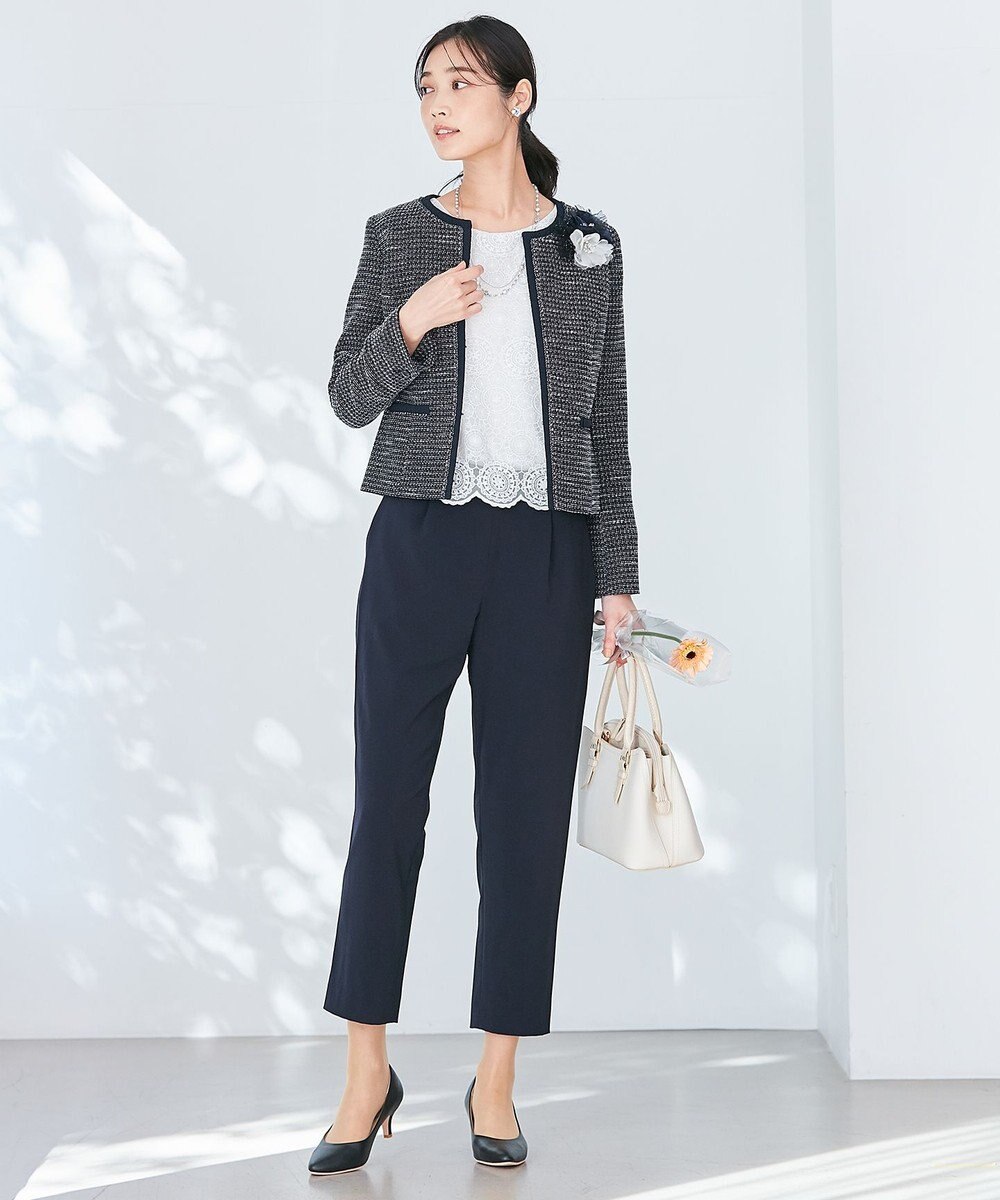 ANY SIS 【セットアップ対応】リップルボーダー ノーカラー ジャケット 