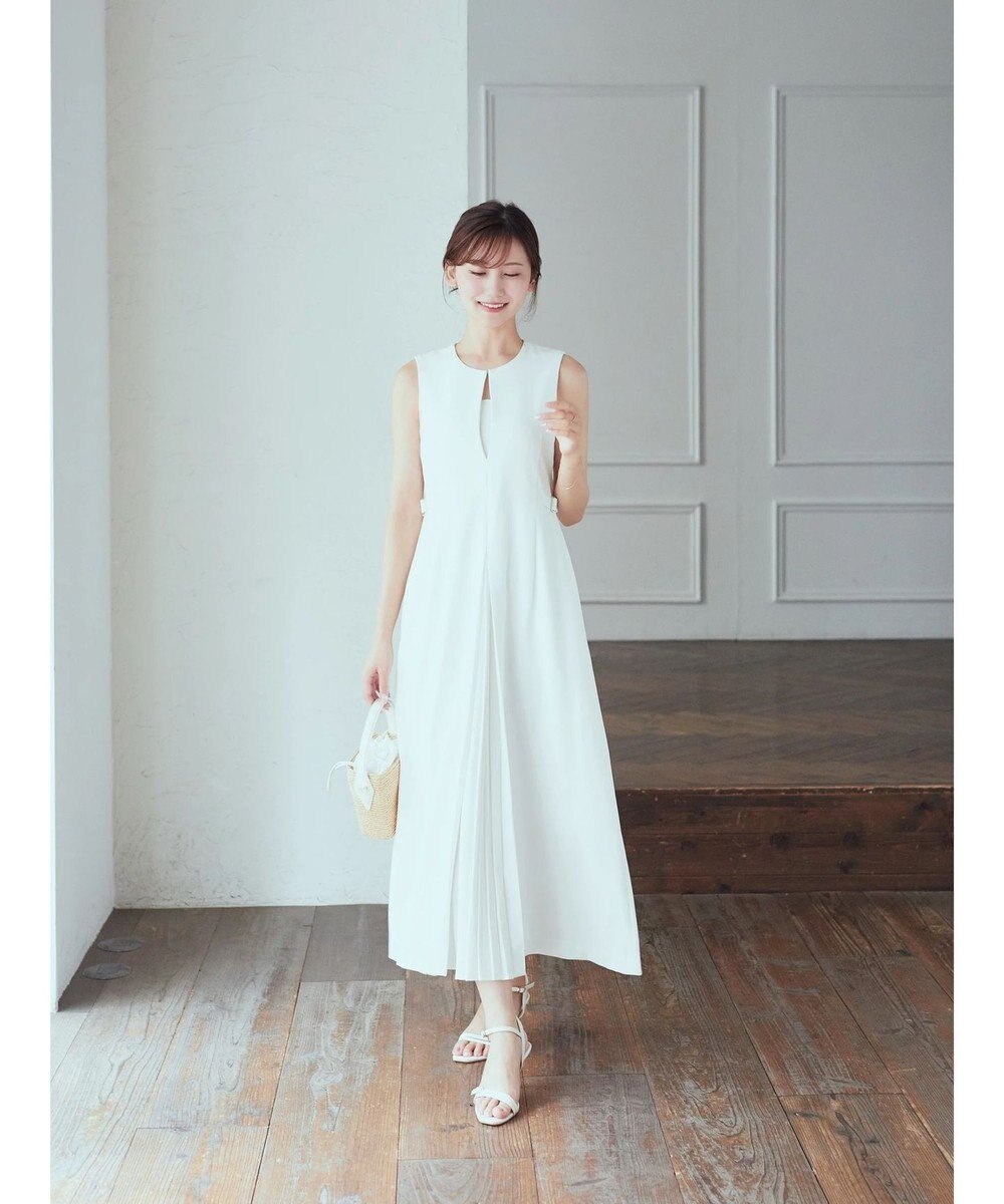 YECCA VECCA フロントプリーツノースリーブワンピース White