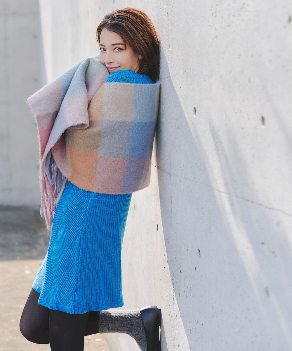 Tiaclasse 大判チェックシャギーマフラー 