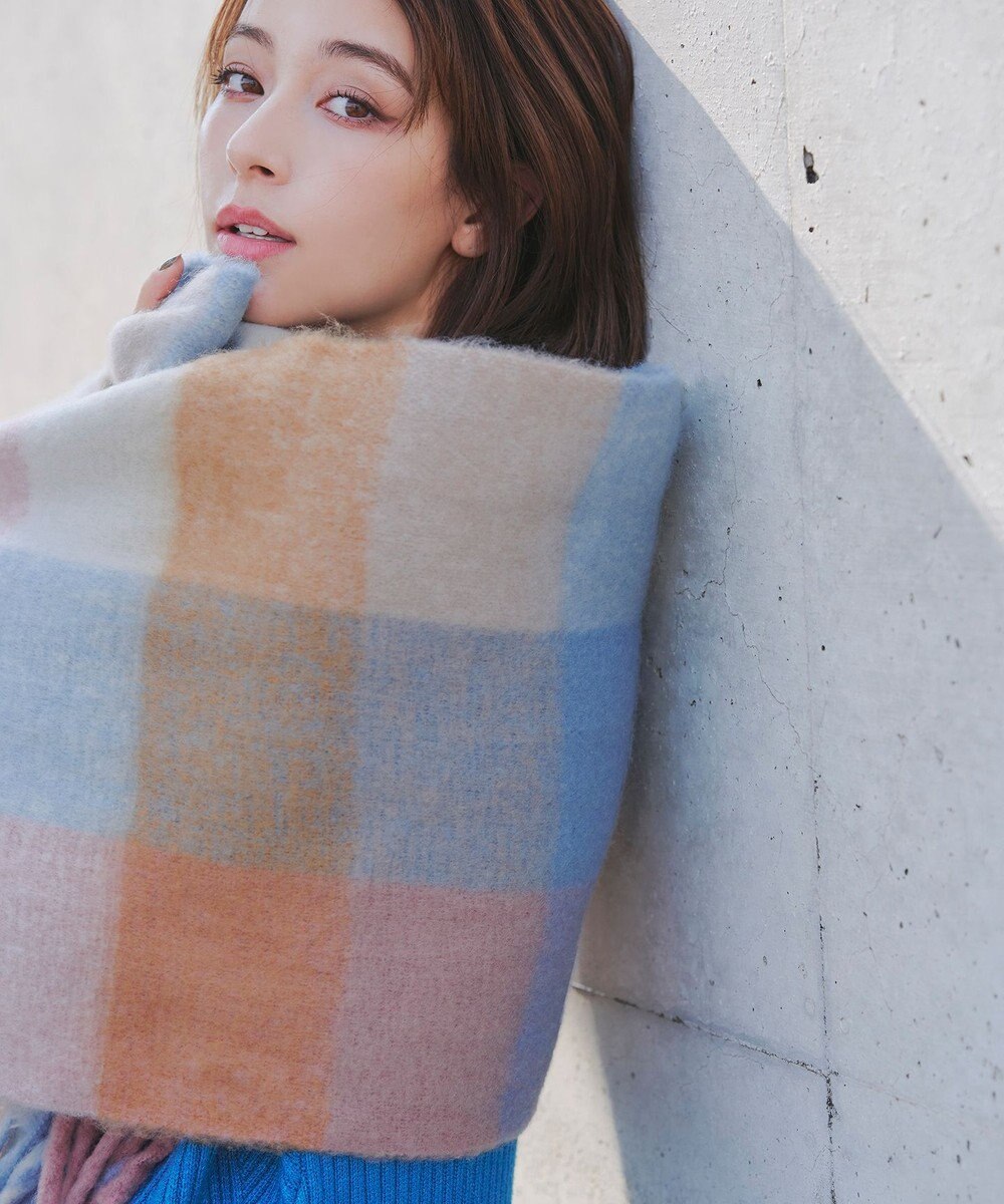 Tiaclasse 大判チェックシャギーマフラー 