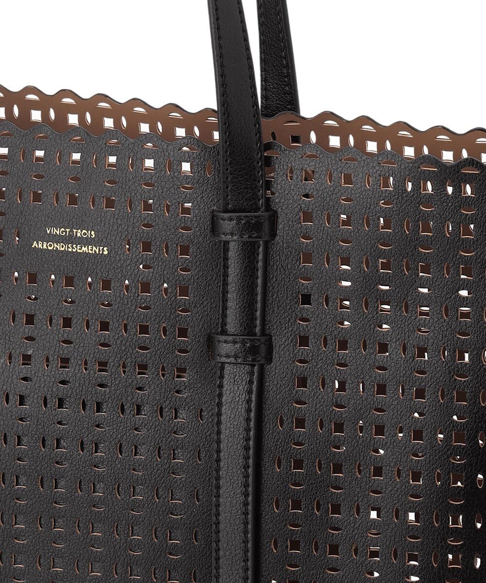 23区 フェイクレザー カットアウト トートバッグ 