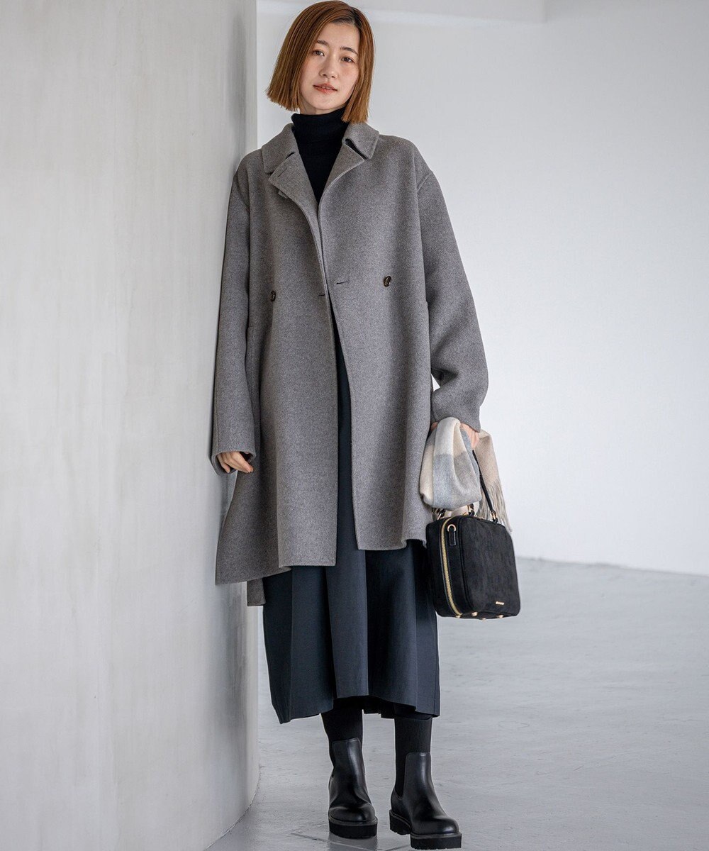 23区 L 【洗える】ギャザーコンビ ニットワンピース 