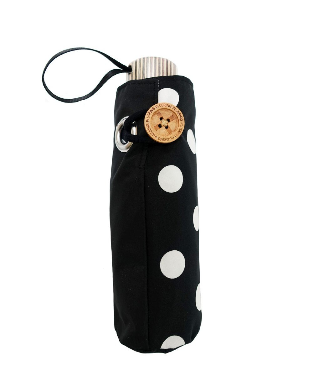 +RING プラスリング レディース向け 晴雨兼用 折傘 BLK/DOT T1335 