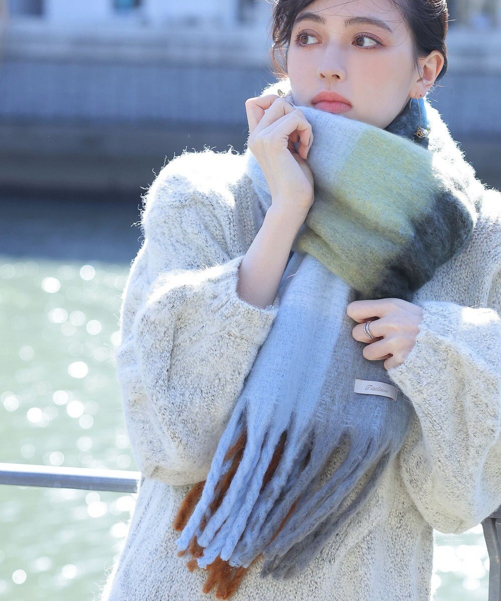 Tiaclasse 大判チェックシャギーマフラー 