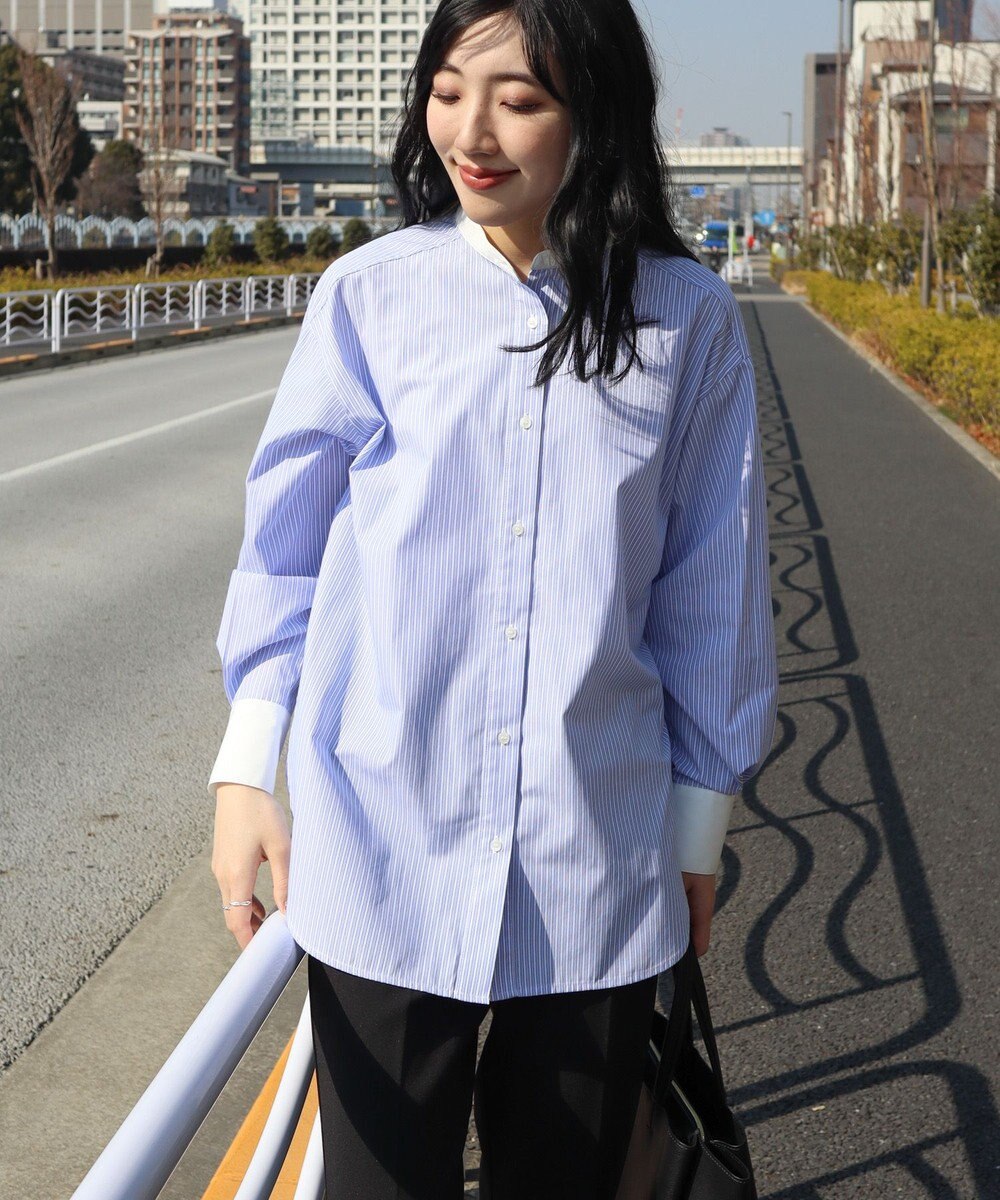 AMERICAN HOLIC イージーケアバンドカラーロングシャツ 