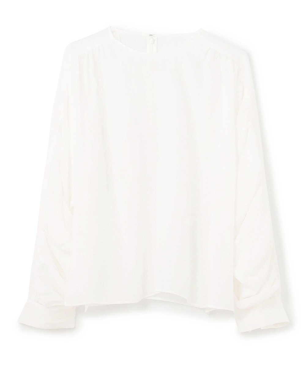 BEIGE， 【洗える】PAULINE / タックギャザーリネンボリュームブラウス 