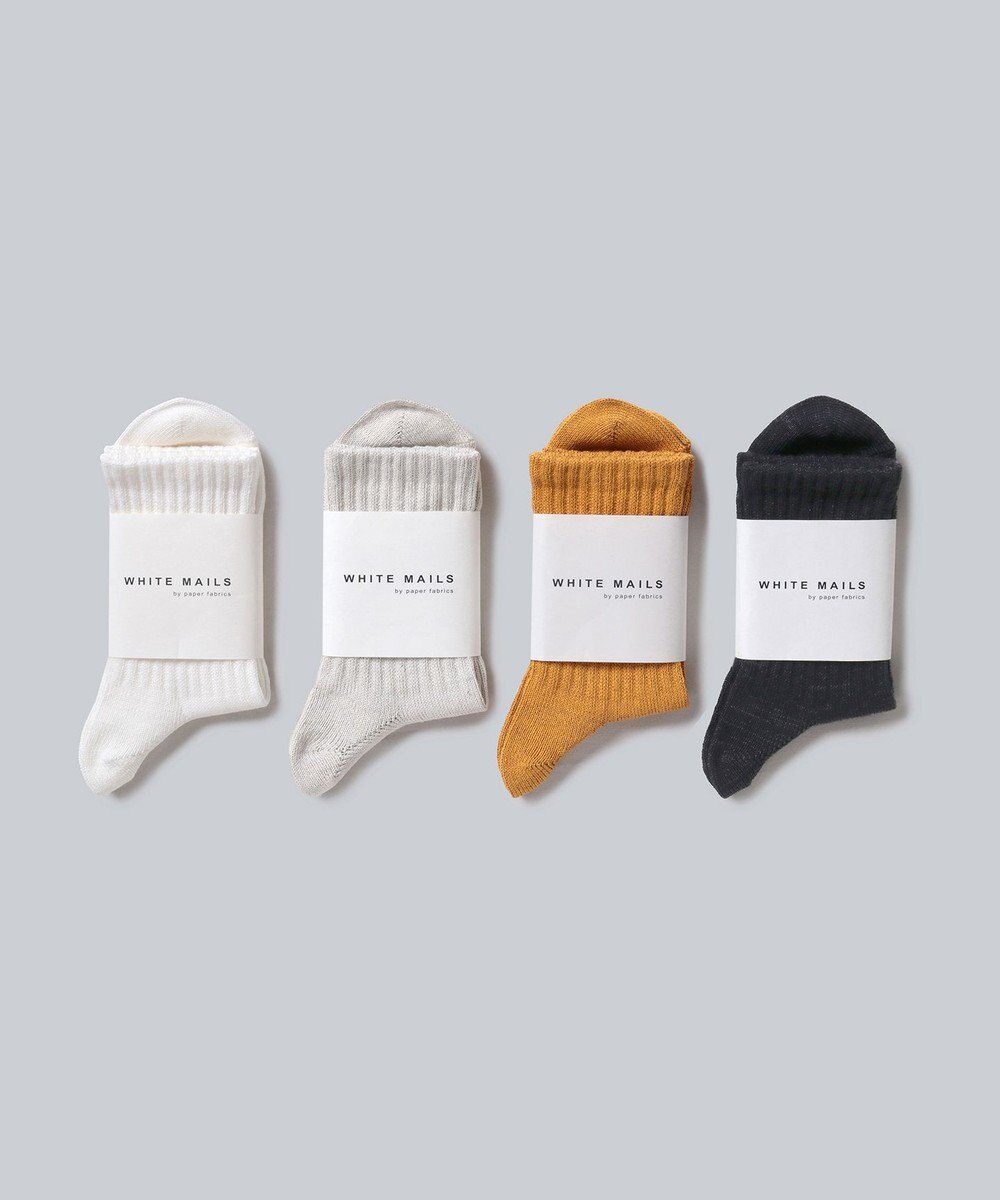 WHITE MAILS PAPER WIDE RIB CREW SOCKS ソックス 