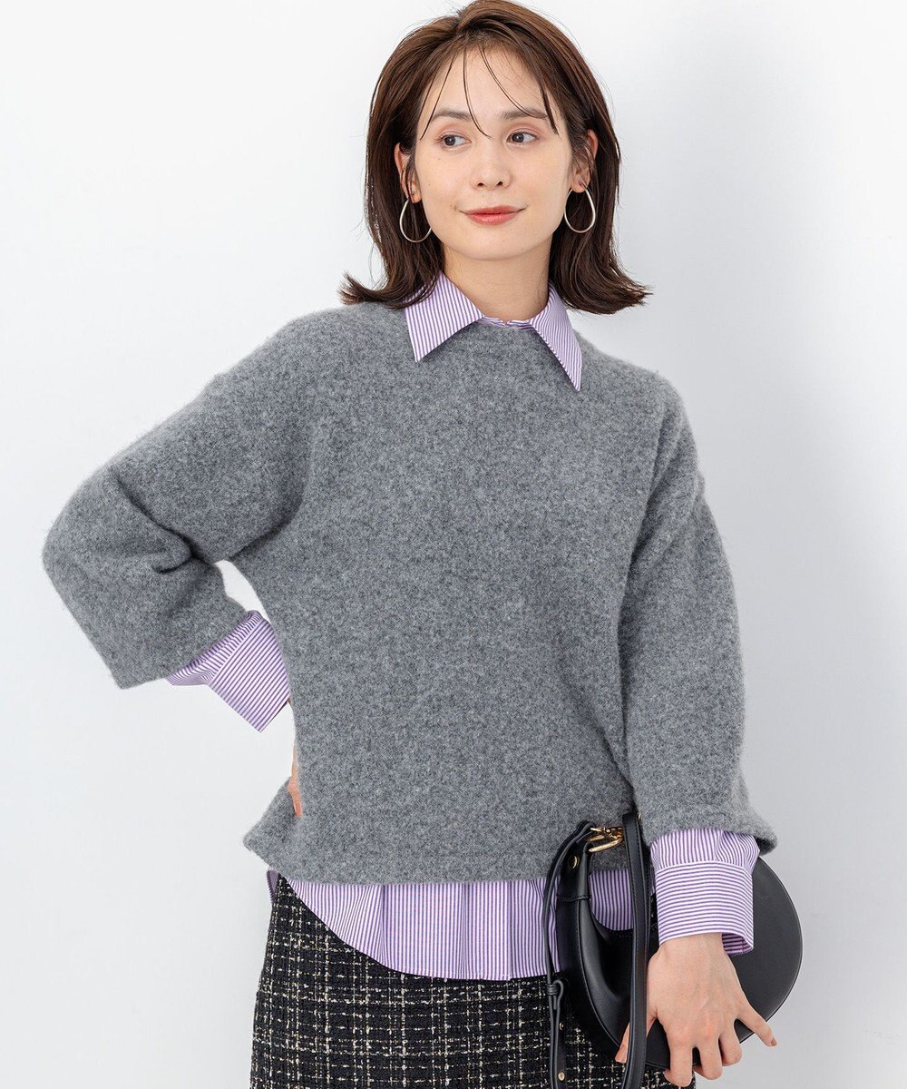 組曲 S 【加藤ローサさん着用】コットンタッチシャーティングボウタイ付き シャツ 