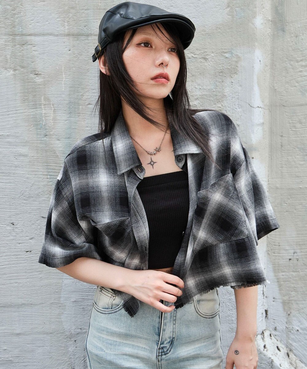 WEGO ショートチェックシャツ（S） 