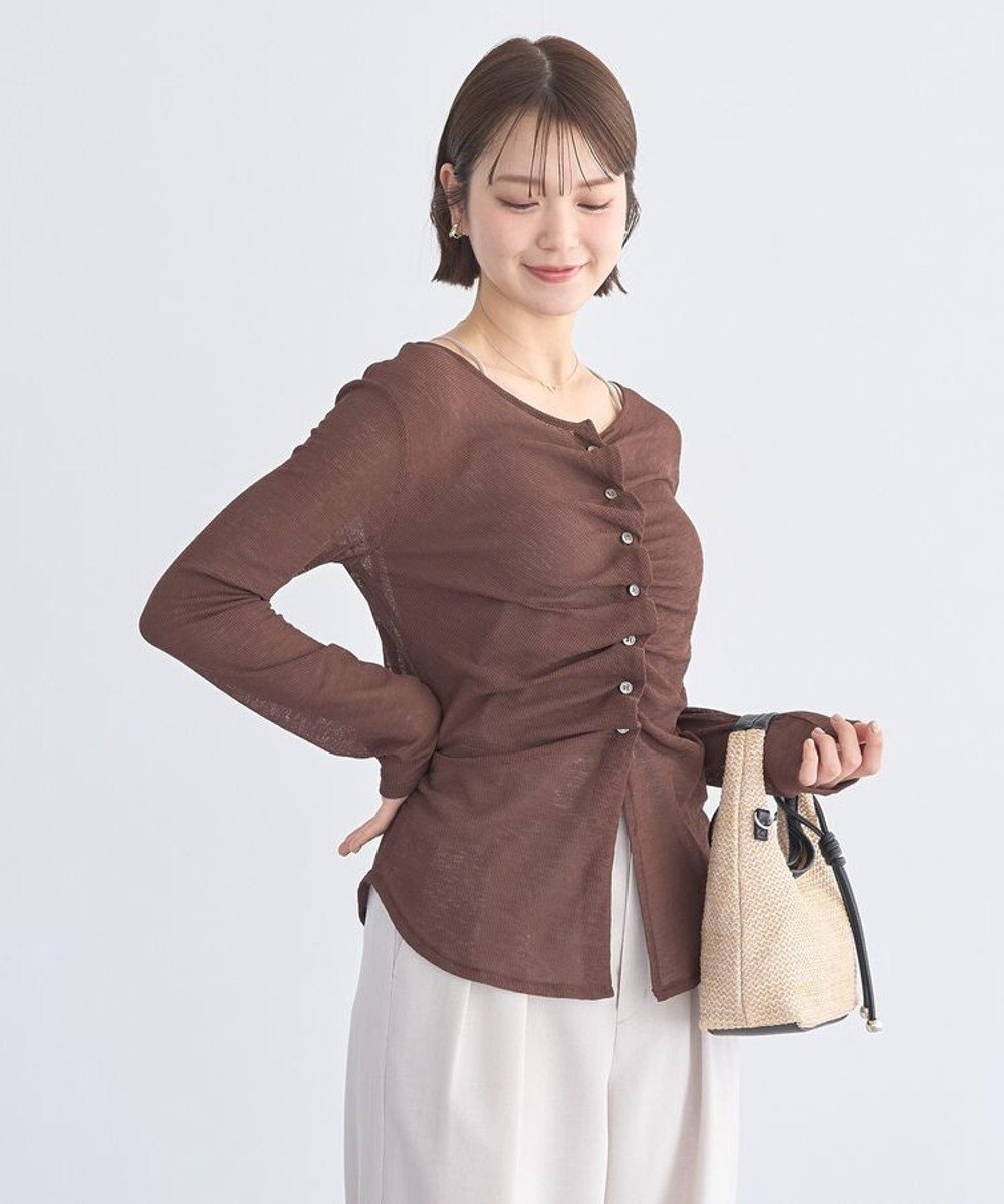 earth music&ecology シアーワッフルタックボタントップス 