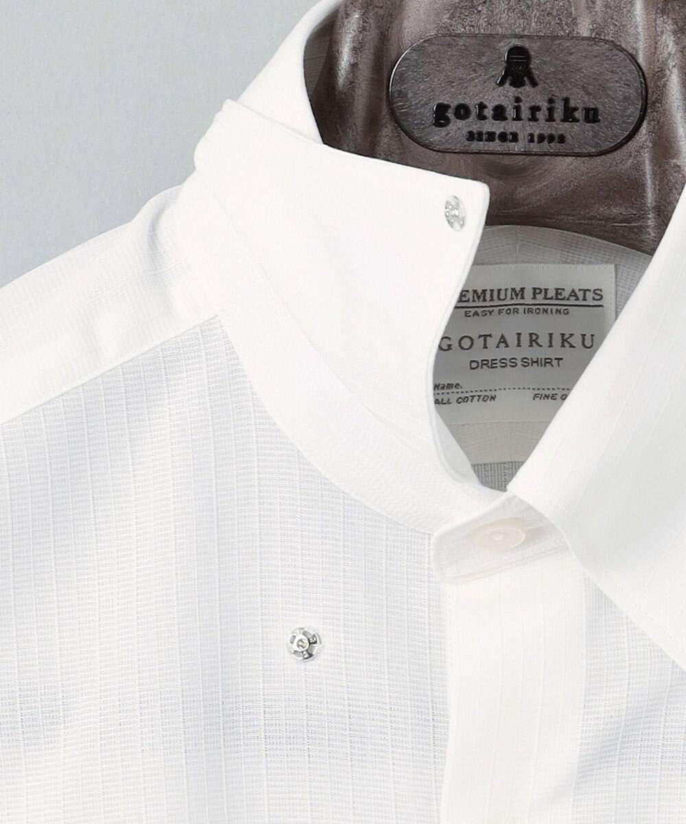 GOTAIRIKU 春夏向け【形態安定】SUMMERPREMIUMPLEATS_スナップダウンカラー _織柄_ 長袖ドレスシャツ(26年モデル) 