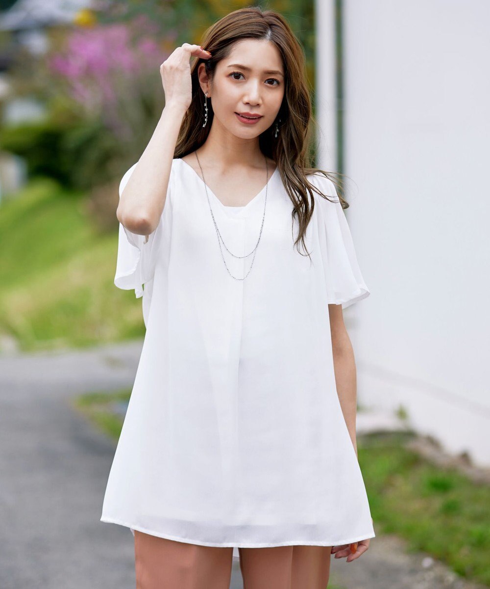 Tiaclasse フレアスリーブチュニックブラウス 