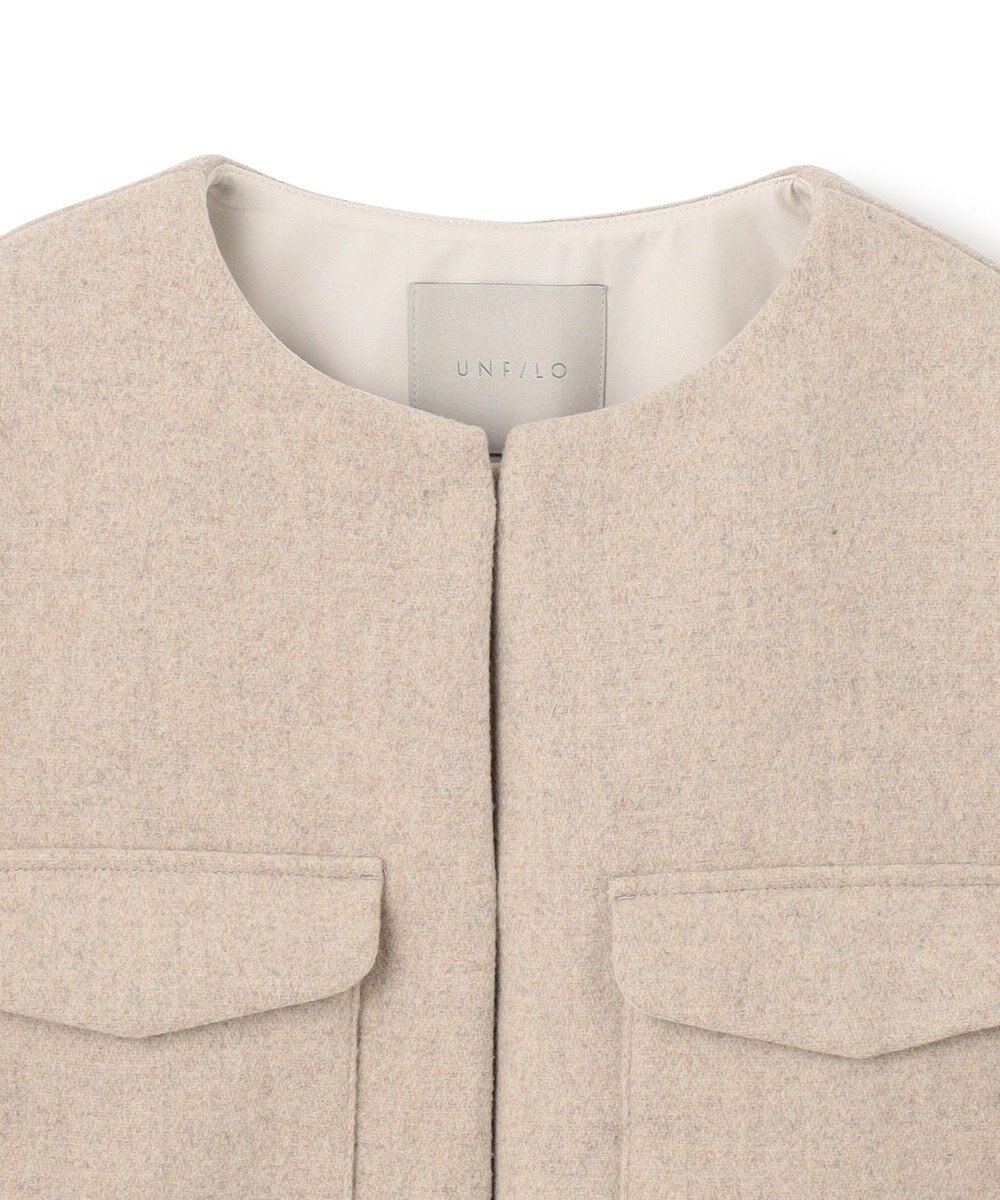 UNFILO ウールブレンド ノーカラーコート 