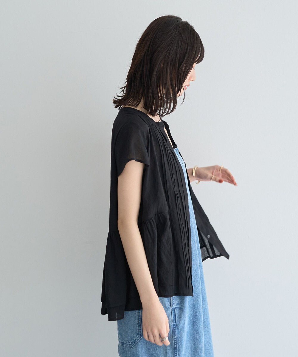YECCA VECCA ペプラムシアーブラウス 