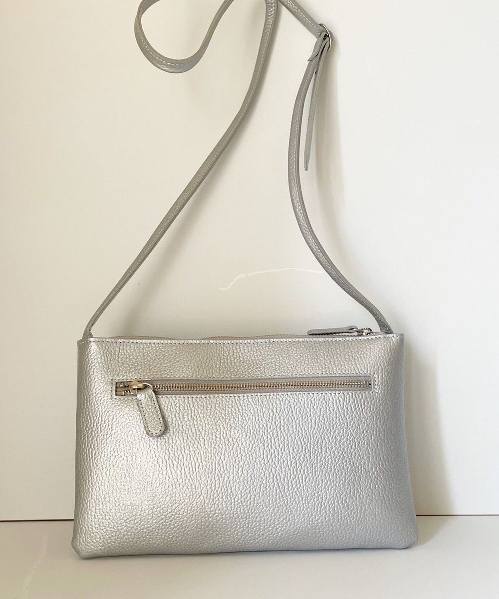 Hekhèr Le Style de Vie 新素材・新色追加【日本製】シュリンクレザー スクエアショルダーバッグ シルバー 
