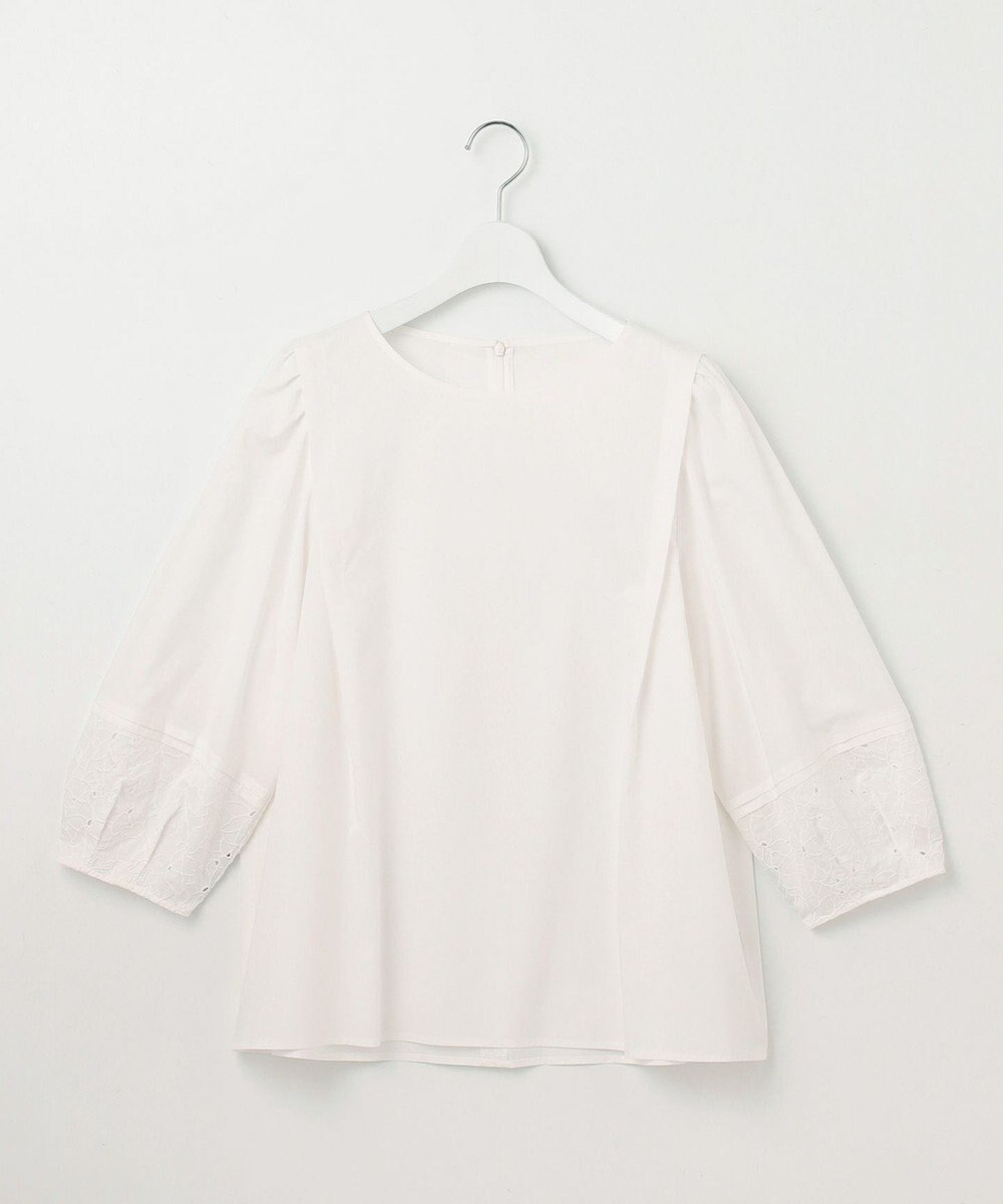 自由区 L 【洗える】テンセルコットンエンブロイダリープルオーバー ブラウス 