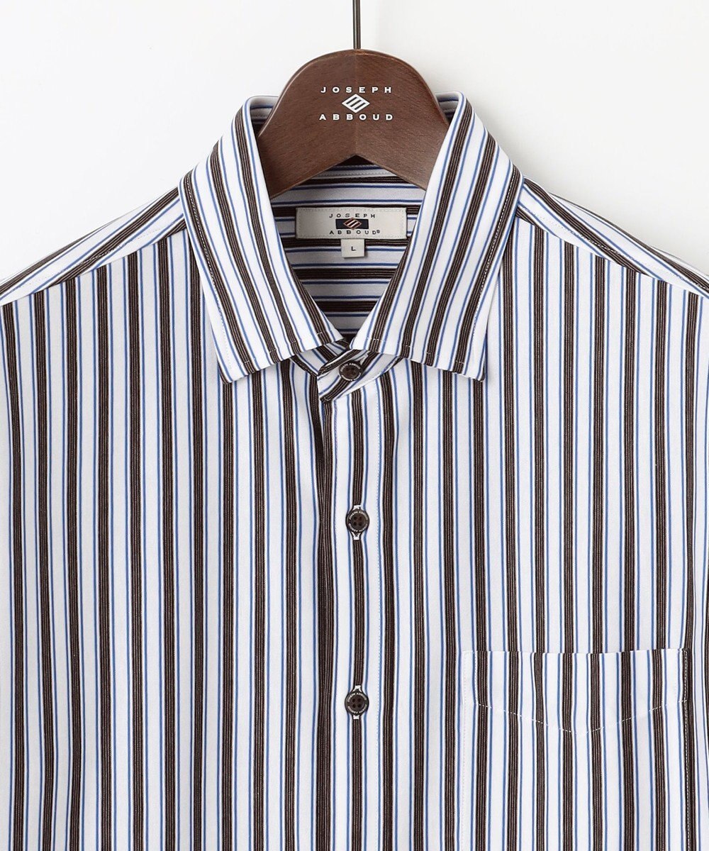 JOSEPH ABBOUD 【キングサイズ・快適な着心地・イージーケア】コンフォートジャージー ストライプ シャツ 