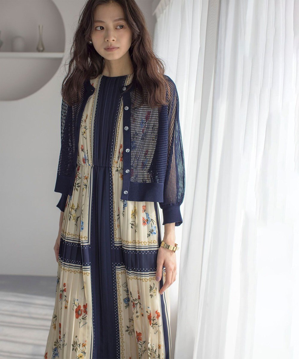 組曲 L スカーフパネルプリント ワンピース 