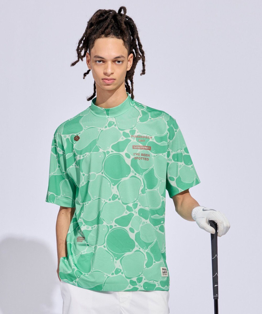 PW CIRCULUS 【MEN】WATER SURFACE プリントモックネックT ゴルフ 