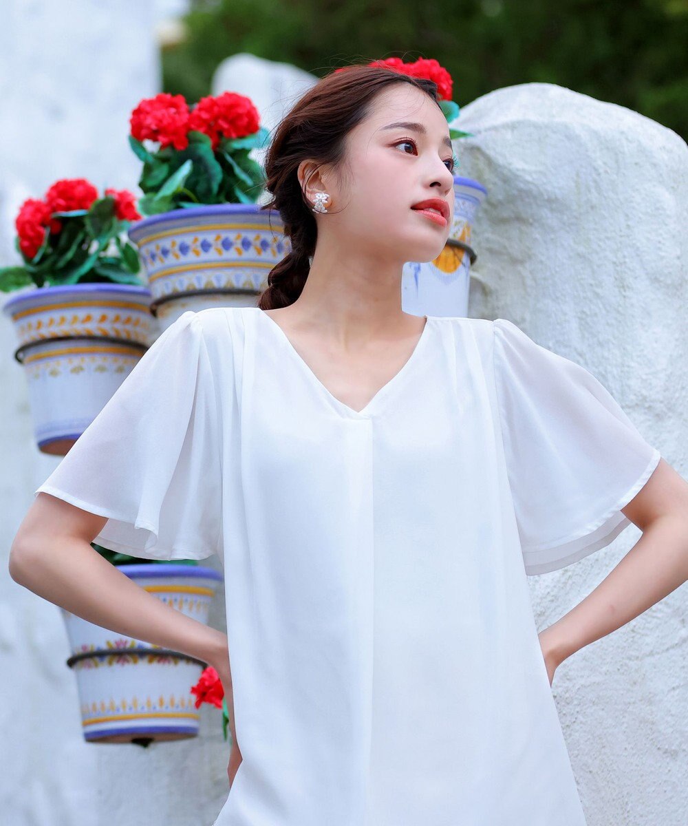 Tiaclasse フレアスリーブチュニックブラウス 