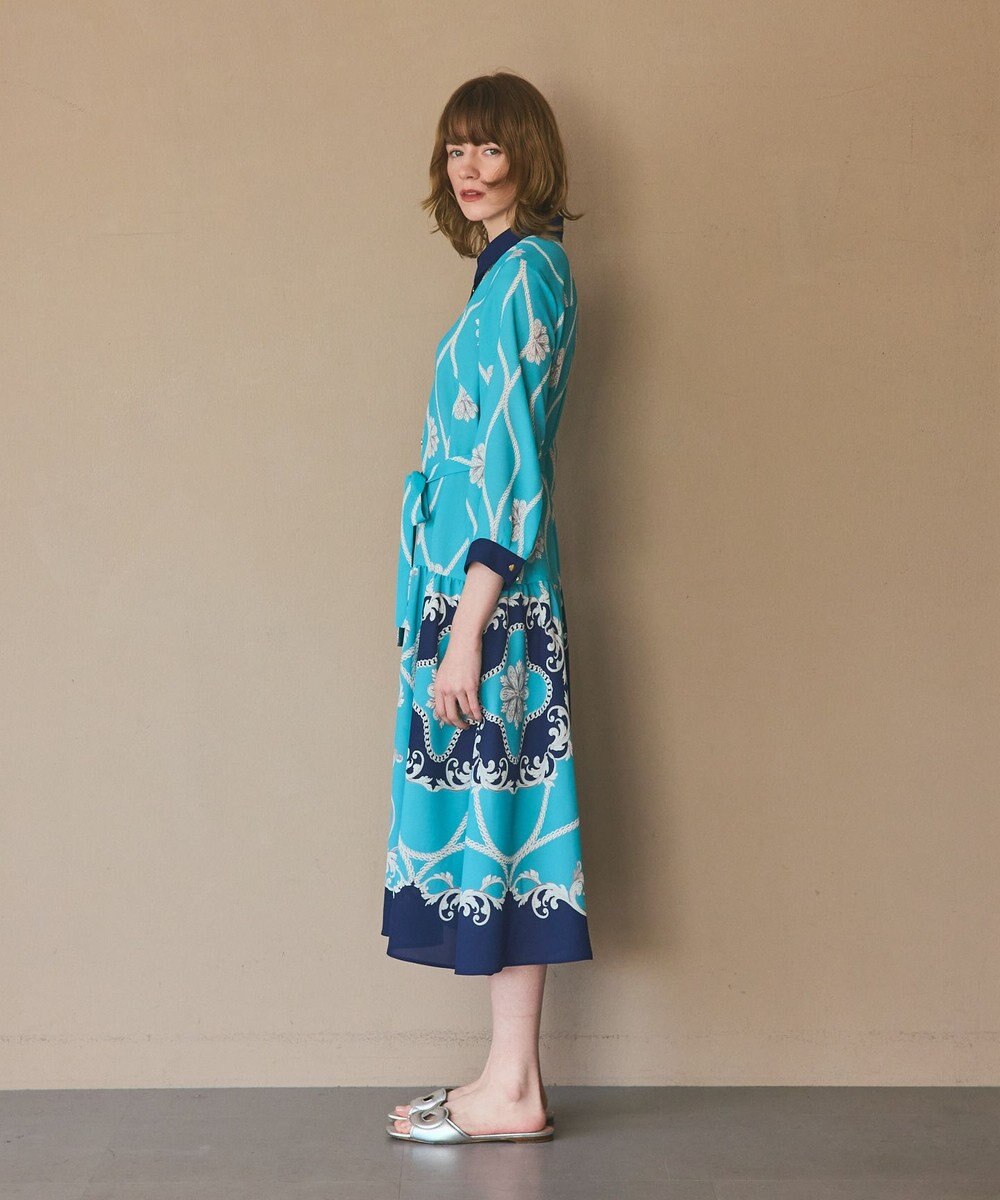 GRACE CONTINENTAL スカーフプリントシャツワンピース 