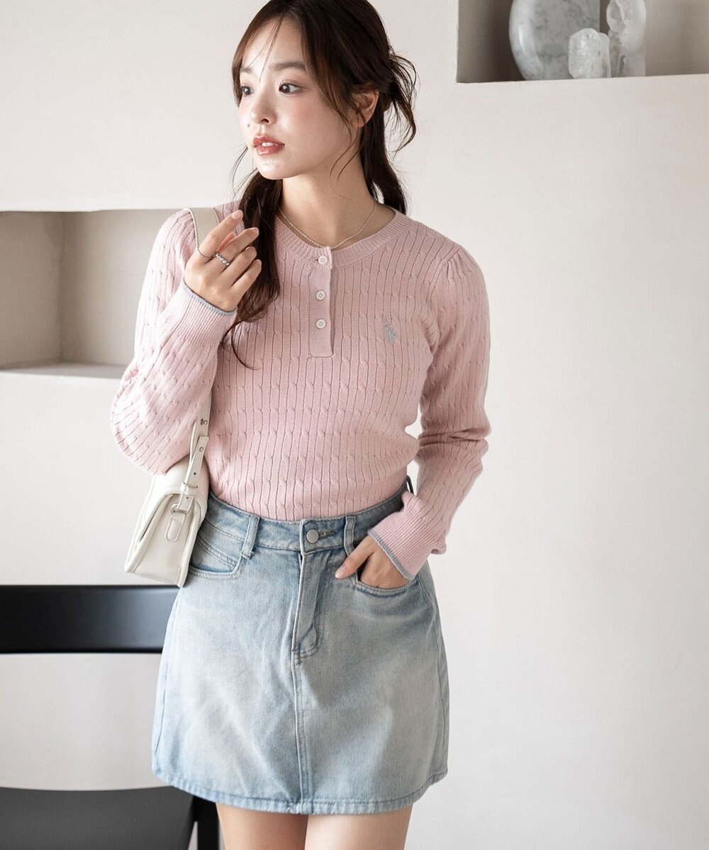 WEGO 【WEB限定/25年秋冬新作】別注USPOLOヘンリーネックニットPO 