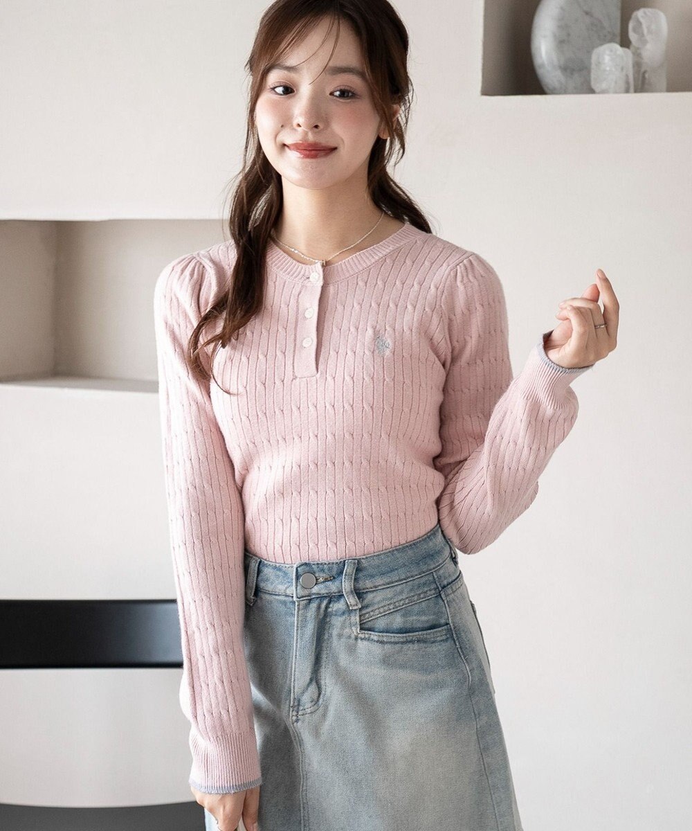 WEGO 【WEB限定/25年秋冬新作】別注USPOLOヘンリーネックニットPO 