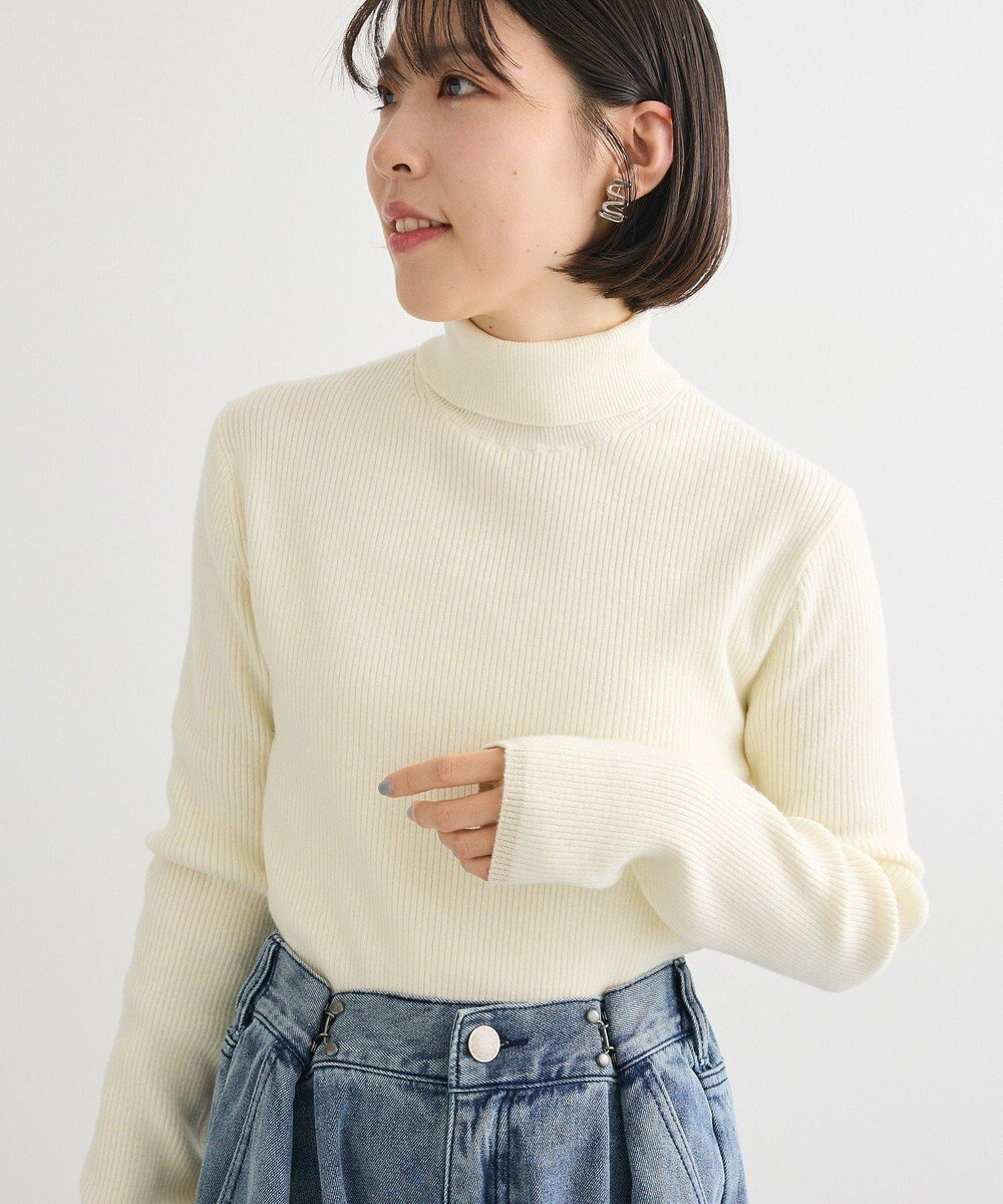 Green Parks チクチクしないリブタートルニットプルオーバー 