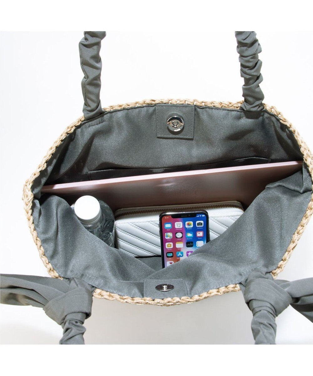 UNBILLION カシュカシュ cachecache / 下がりリボン柄編みトート カゴバッグ 