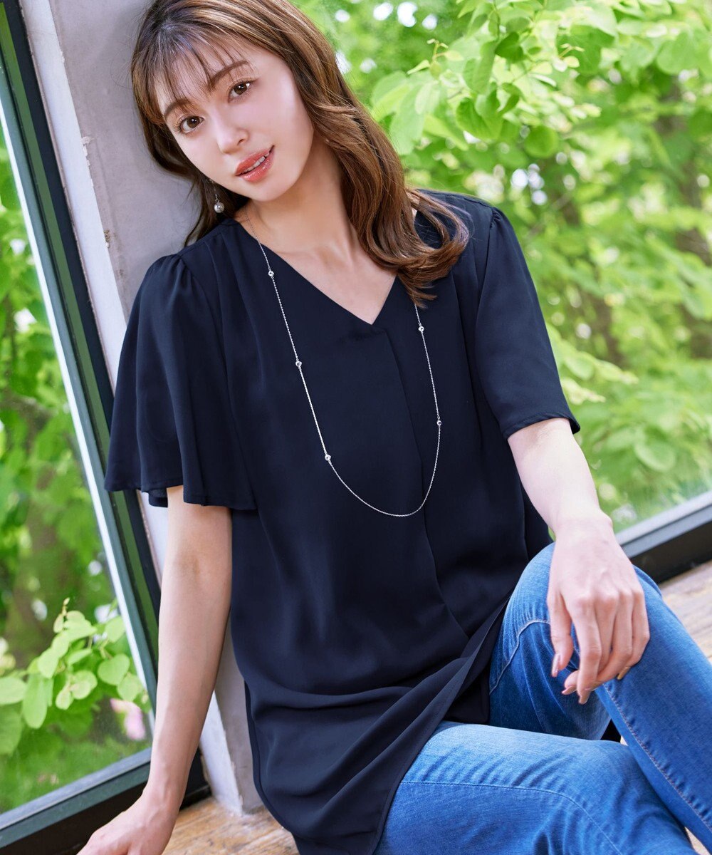 Tiaclasse フレアスリーブチュニックブラウス 