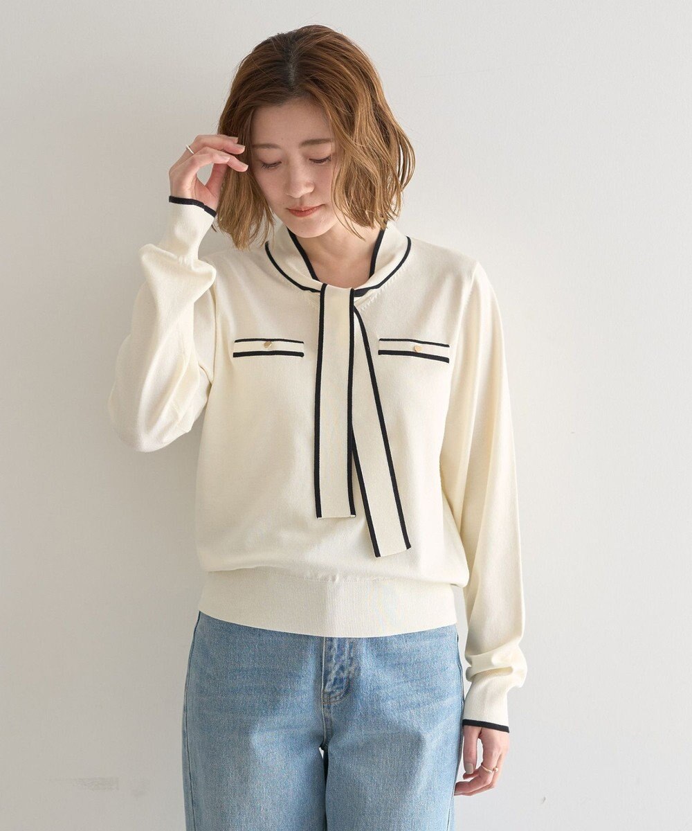 YECCA VECCA 配色ボウタイニット 