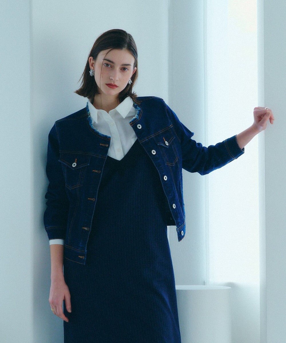 YECCA VECCA ノーカラーストレッチGジャン 