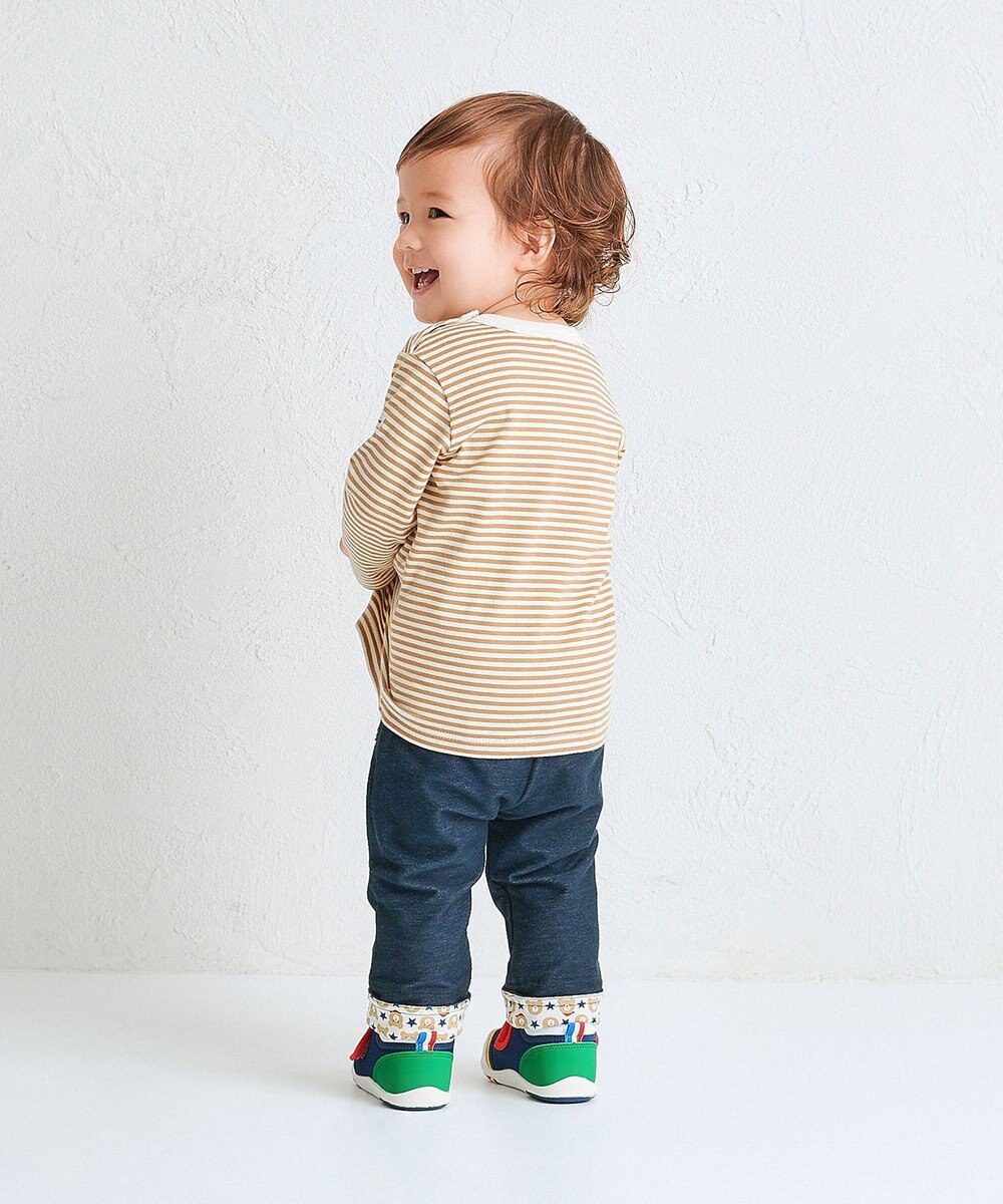 MIKI HOUSE HOT BISCUITS 【70-120cm】【Everyday Series】ワンポイント ボーダー長袖Tシャツ 