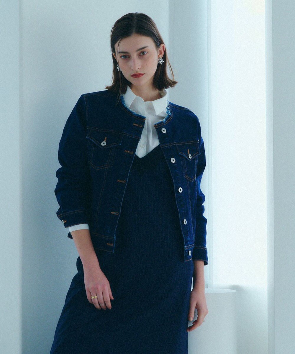 YECCA VECCA ノーカラーストレッチGジャン 