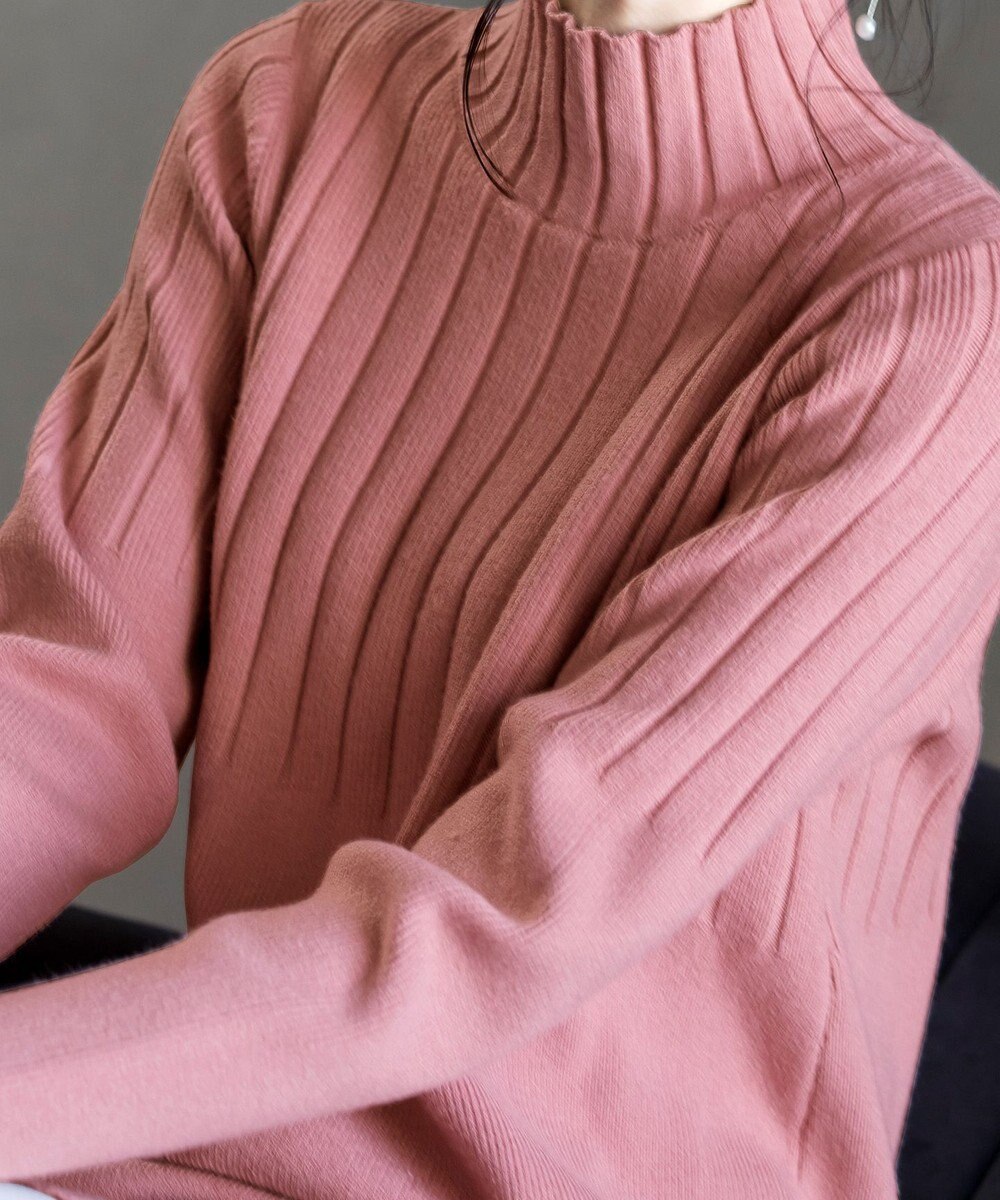 Tiaclasse L 【洗える】もっちり柔らかいハーフリブニットチュニック 