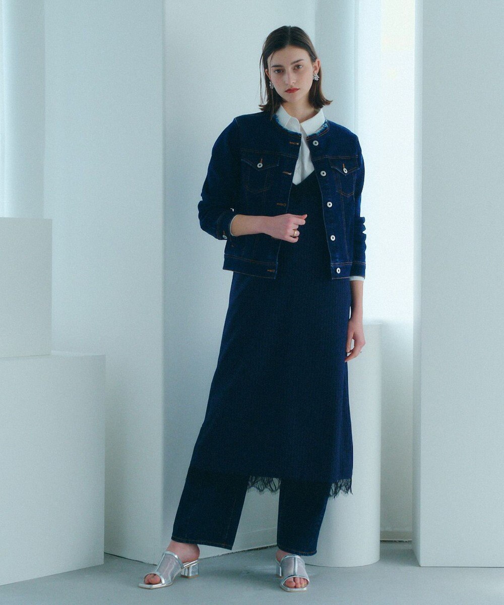 YECCA VECCA ノーカラーストレッチGジャン 