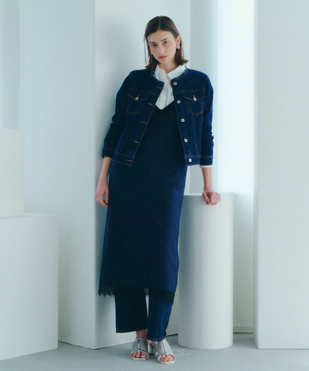 YECCA VECCA ノーカラーストレッチGジャン 