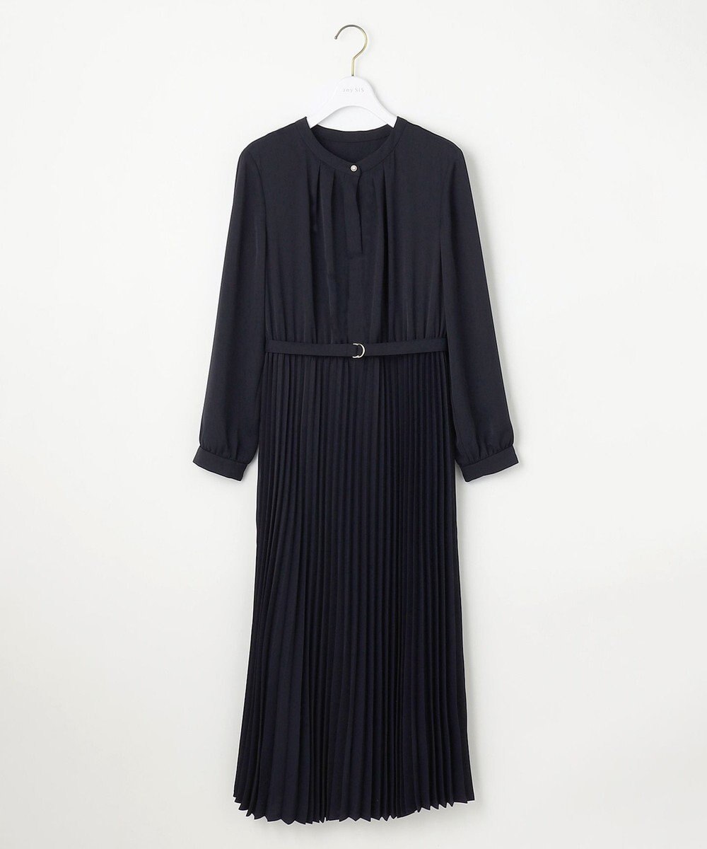 ANY SIS 【洗える】スタンドカラープリーツ ワンピース 