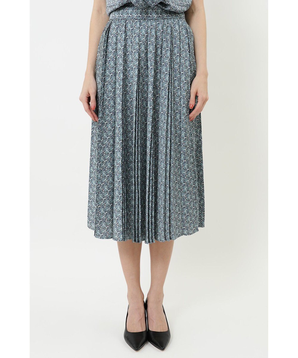 DAKS サテンプリントプリーツスカート 