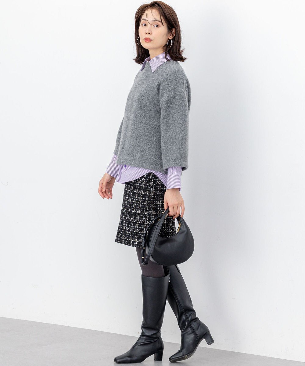 組曲 S 【加藤ローサさん着用】コットンタッチシャーティングボウタイ付き シャツ 