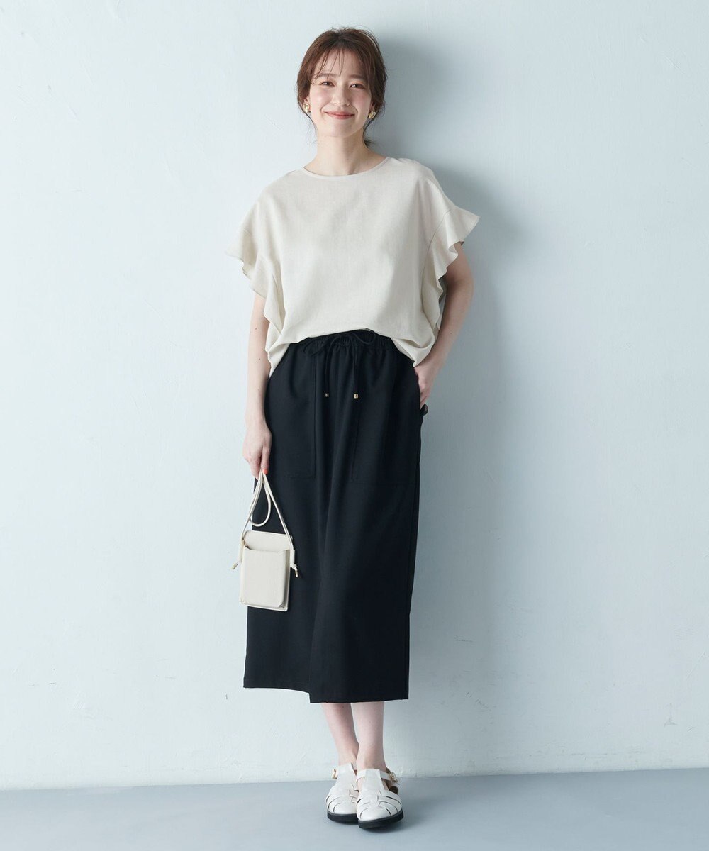 ANY L 【洗濯機可能】ライトリネンクロス　フレアスリーブ 