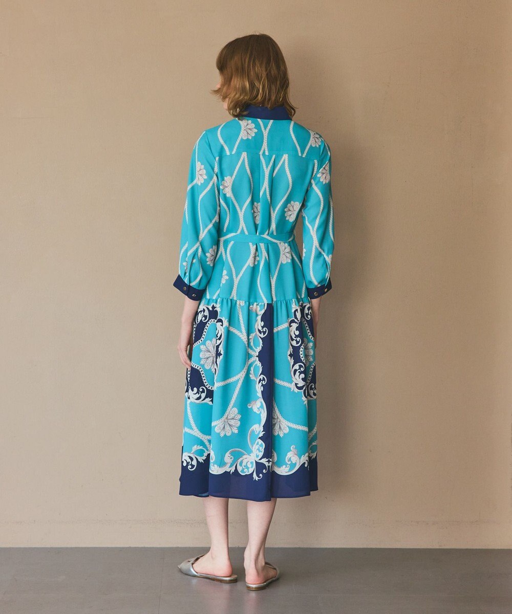 GRACE CONTINENTAL スカーフプリントシャツワンピース 