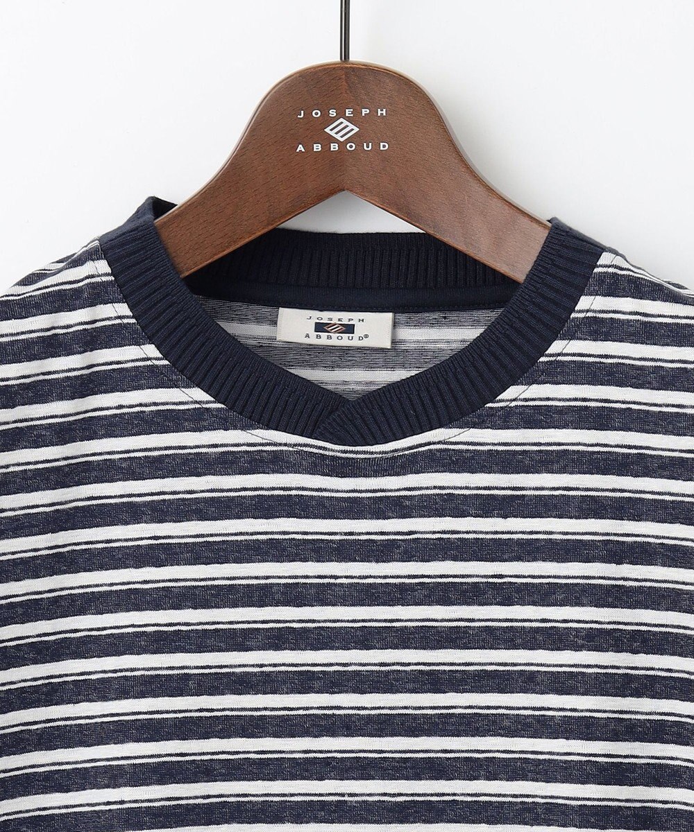 JOSEPH ABBOUD 【リネン素材/清涼感/吸水速乾】リネン天竺ボーダー Ｔシャツ 
