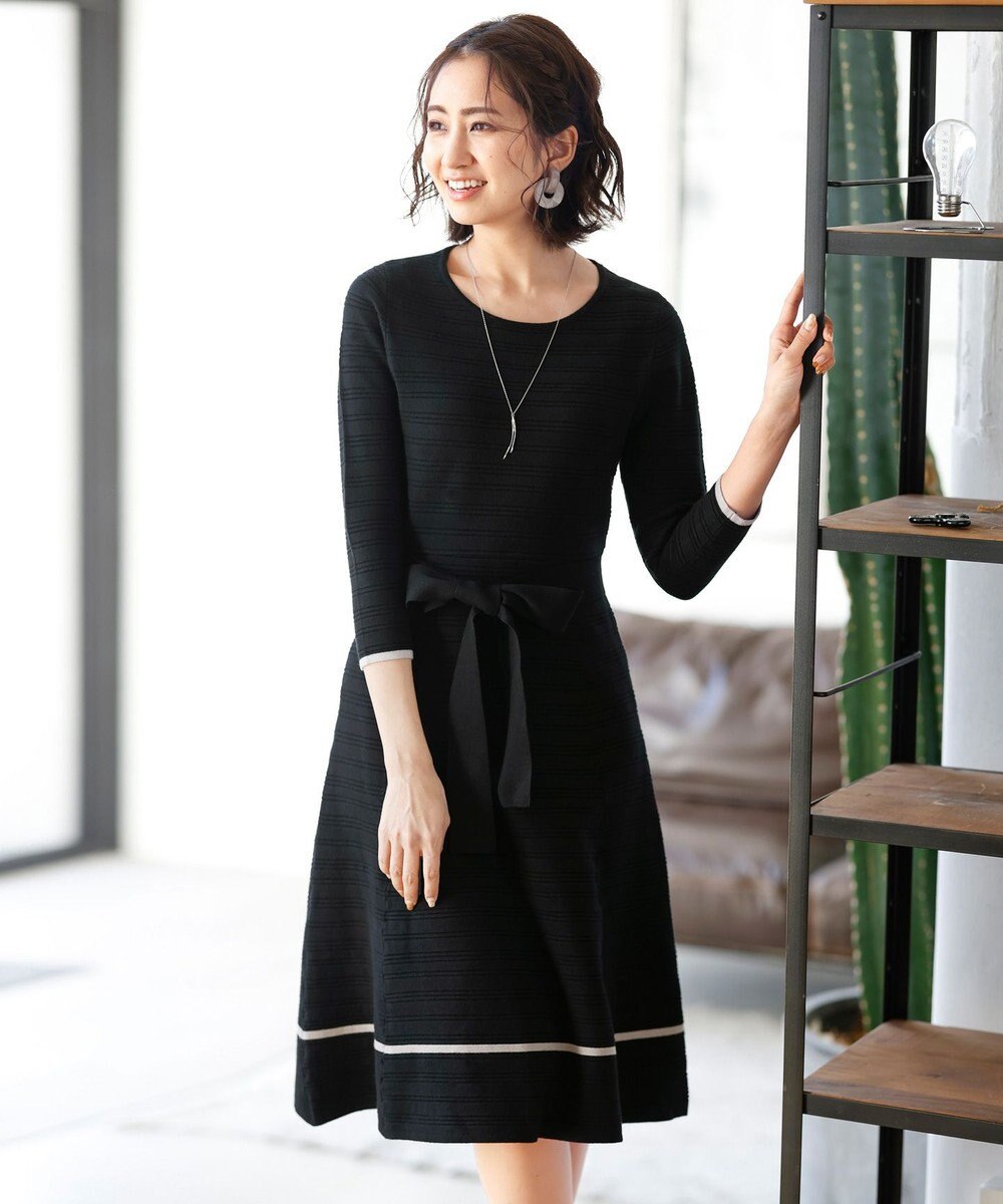 Tiaclasse L 【洗える】リップル編みニットワンピース 