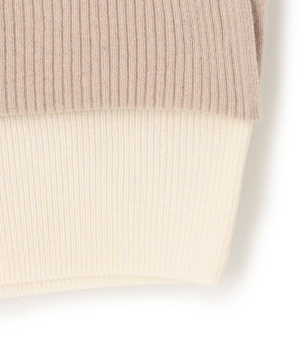 BEIGE， 【洗える】POMPE / ウールカシミヤ配色リブクルーネック 