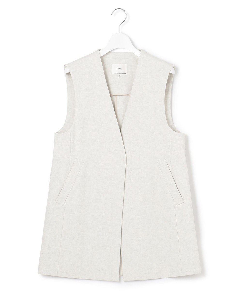 23区 L 【セットアップ対応】オックスストレッチ ノーカラー ジレ 