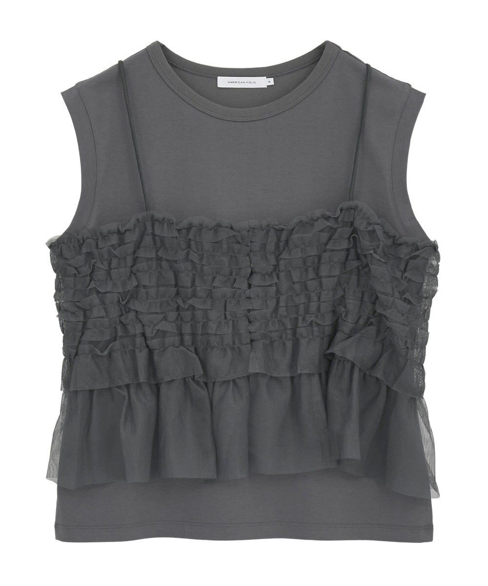 AMERICAN HOLIC 【2点セット】チュールキャミ+ノースリーブT 